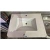 Image 3 : WHITE SHAKER STYLE SINGLE- SINK BATHROOM VANITY WITH MODERN BLACK VERTICAL HANDLES