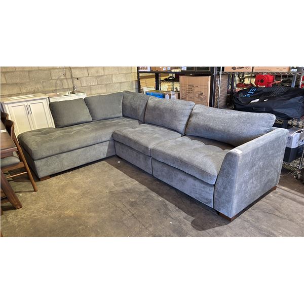 GREY FABRIC UPHOLSTERED SECTIONAL SOFA WITH CUSHIONS