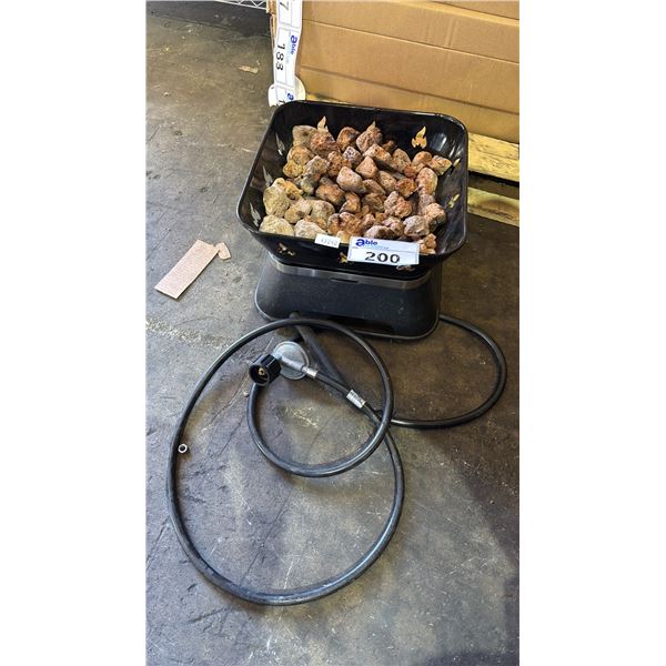 BLACK PORTABLE OUTDOOR PROPANE FIRE BOWL WITH GAS HOSE AND REGULATOR