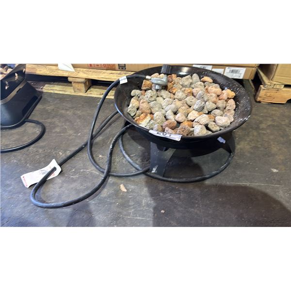 BLACK PORTABLE OUTDOOR PROPANE FIRE BOWL WITH GAS HOSE AND REGULATOR