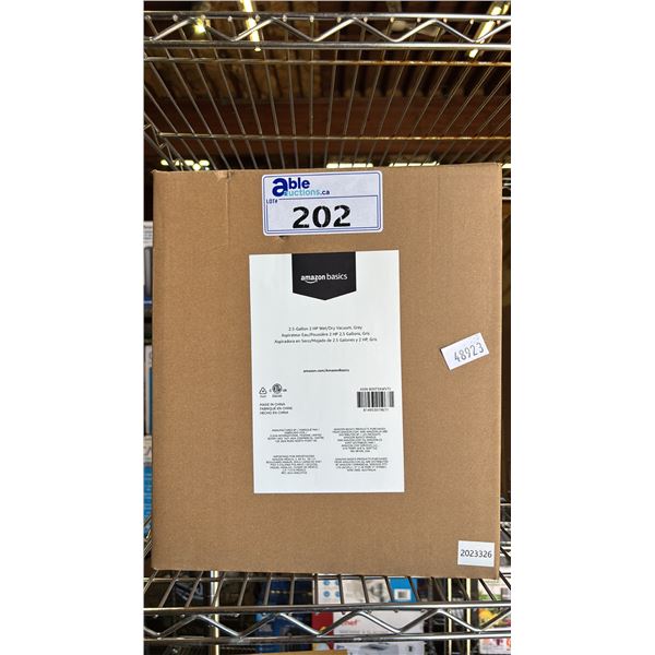 *NEW IN BOX* AMAZON BASICS GREY 2.5-GALLON 2HP WET/DRY VACUUM