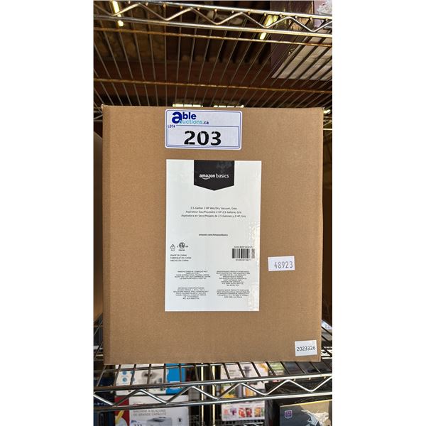 *NEW IN BOX* AMAZON BASICS GREY 2.5-GALLON 2HP WET/DRY VACUUM