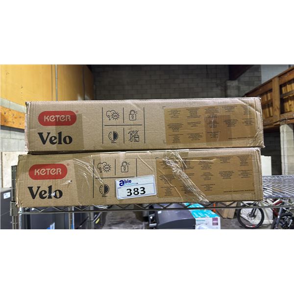(2) KETER VELO 30 GALLON STORAGE UNITS *READY TO ASSEMBLE/IN BOX*