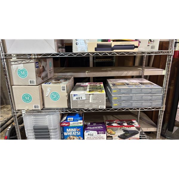 SHELF OF QUEEN SIZE MEMORY FOAM PILLOWS, LED WAX WARMER & KODA 15" LED CEILING LIGHTS