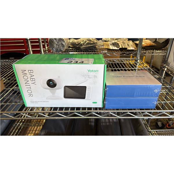 (2) *NEW IN BOX* YOTON BABY MONITOR AND (2) SOLAR POWER BANK
