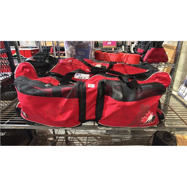 EQUIPMENT BAG OF ASSORTED HOCKEY GEAR