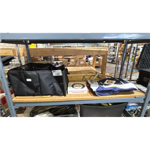 FOLDING STORAGE BIN, 25' COAXIAL CABLE & ST. THOMAS USVI ZIPPERED BAG
