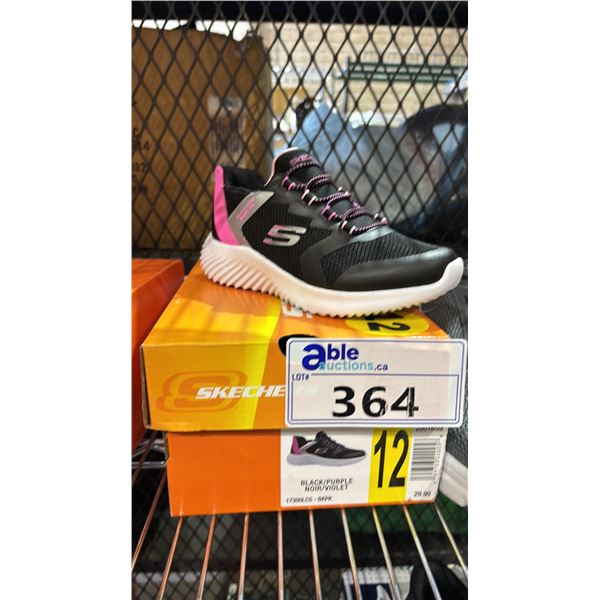 CHILD'S SIZE 12 SKETCHERS BLACK/PURPLE SWIFT FIT RUNNING SHOES