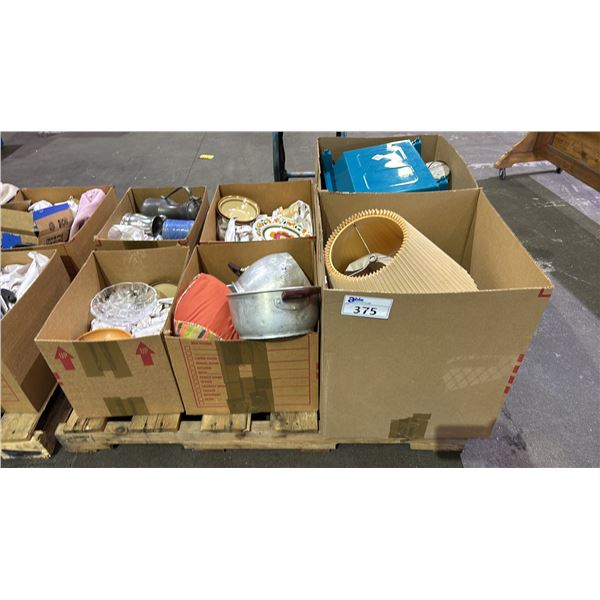 PALLET OF ASSTD. HOUSEHOLD GOODS: DINNERWARE, KITCHENWARE, WALL ART & MORE *MUST TAKE ALL*