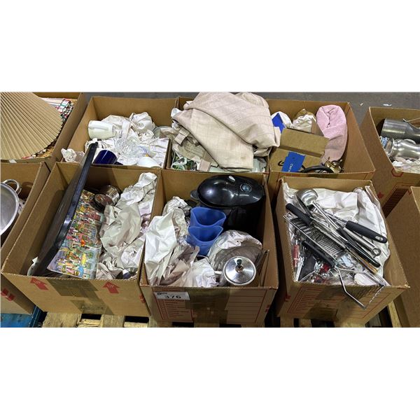 PALLET OF ASSTD. HOUSEHOLD GOODS: KITCHENWARE, CURTAINS, MUSIC CDS & MORE *MUST TAKE ALL*