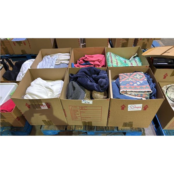 PALLET OF ASSORTED HATS, BLANKETS, CLOTHING & MORE *MUST TAKE ALL *