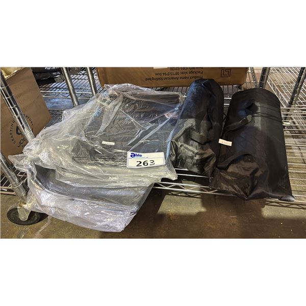 SHELF OF ASSORTED TARPS