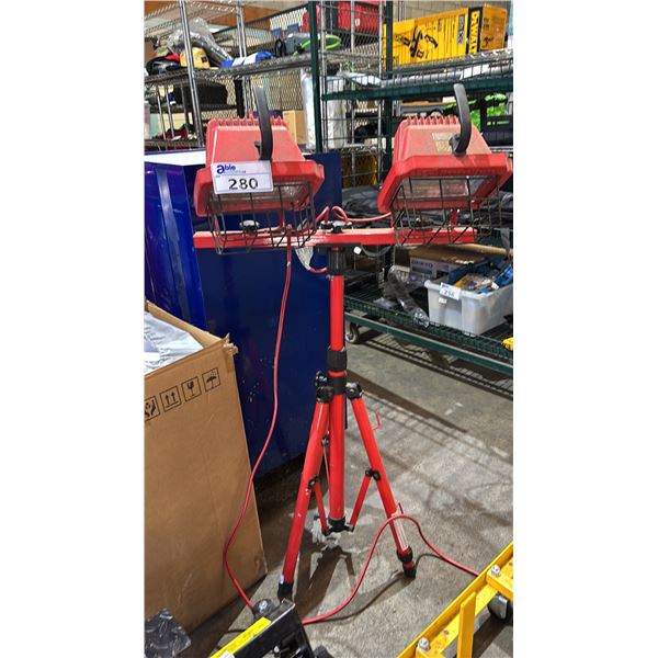 PORTABLE TWIN HEAD WORK LIGHT WITH TRIPOD AND CABLE