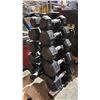 Image 1 : RUBBER HEX DUMBBELL SET WITH VERTICAL A-FRAME RACK 5LBS-25LBS