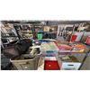 Image 1 : SHELF OF ASSORTED ITEMS INCLUDING TRIMAX ADJUSTABLE HITCH, BIENFANG GRIDDED PAPER , ROPE AND MORE