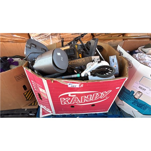 PALLET OF ASSTD. ITEMS: VACUUM, SCOOTERS, ROBOT VACUUM & MORE *UNKNOWN WORKING CONDITION/MAY BE