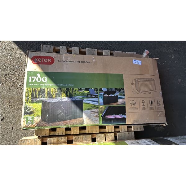KETER 170G DECK BOX: *UNKNOWN WORKING CONDITION/MAY BE MISSING PARTS & OR PIECES*