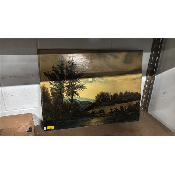 ORIGINAL OIL ON CANVAS BOARD LANDSCAPE PAINTING: APPROXIMATELY 24" X 18"