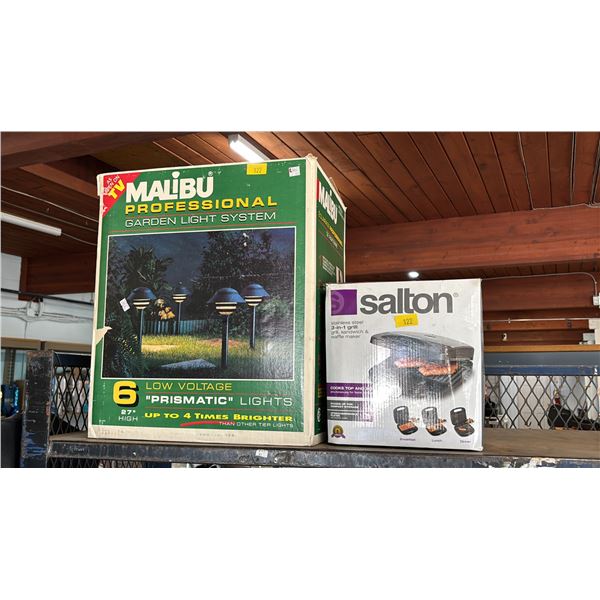 MALIBU PROFESSIONAL GARDEN LIGHT SYSTEM & SALTON 3-IN-1 GRILL