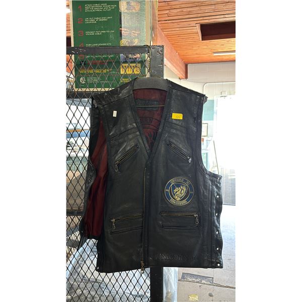 MARTINO CRISTIANI BLACK LEATHER UNICORN MC, NORWAY MOTORCYCLE VEST