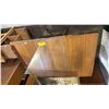 Image 2 : VINTAGE WOOD DROP-LEAF PEDESTAL TABLE WITH DRAWER STORAGE: CONTAINS SEVERAL DECKS OF PLAYING CARDS