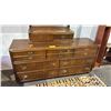 Image 2 : VINTAGE WOODEN 9-DRAWER DRESSER WITH ATTACHED MIRROR AND BRASS-TONE HARDWARE