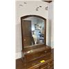 Image 3 : VINTAGE WOODEN 9-DRAWER DRESSER WITH ATTACHED MIRROR AND BRASS-TONE HARDWARE
