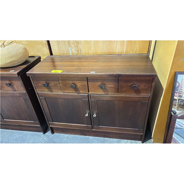 WOOD 4-DRAWER 2-DOOR STORAGE CABINET: APPROX. 47.5"W X 19.5"D X 37".5T