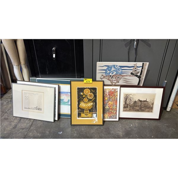 (8) ASSORTED WALL ART: ALL BUT 1 ARE FRAMED