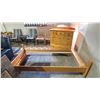 Image 1 : WOOD TWIN SIZE BED FRAME WITH 7-DRAWER WOOD DRESSER