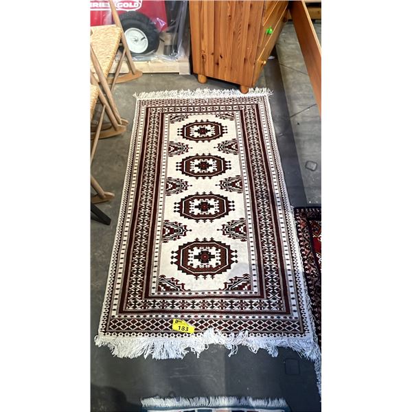 HANDMADE VINTAGE FLAT-WEAVE AREA RUG: APPROX. 64  X 38 