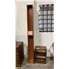 Image 1 : 2-TIER WOOD SIDE TABLE & APPROX. 80" TALL WOOD CD STORAGE TOWER