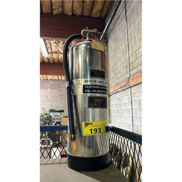 2.5 GALLON STAINLESS STEEL WATER OR LOADED STREAM FIRE EXTINGUISHER