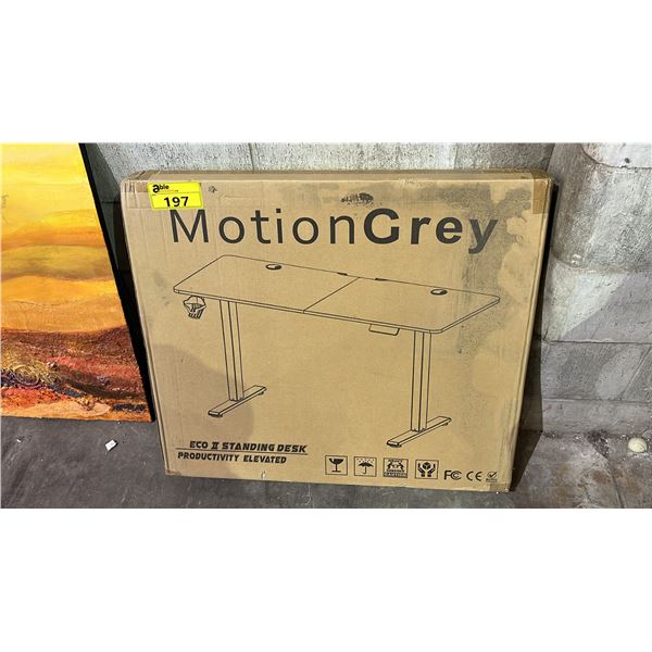 MOTION GREY ECO II STANDING DESK: WALNUT BROWN TOP WITH BLACK BASE