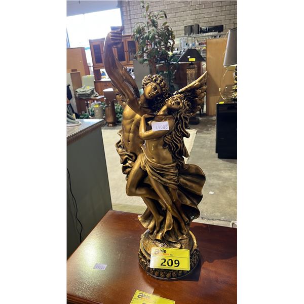 BRONZE-TONED DECORATIVE SCULPTURE OF CUPID & PSYCHE
