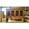 Image 2 : VINTAGE MCM 2-PIECE WOOD BUFFET WITH A GLASS DOOR HUTCH *DOORS ALL HAVE CHILD SAFETY LATCHES*