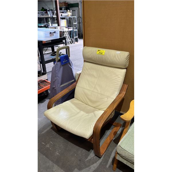 IKEA POANG ARMCHAIR WITH LEATHER CUSHIONS