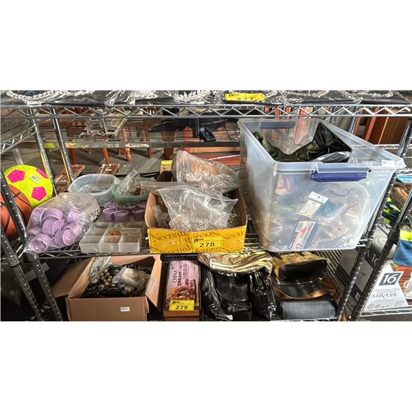 SHELF OF ASSORTED FASHION JEWELRY, RING BOXES, JEWELRY FINDINGS & MORE