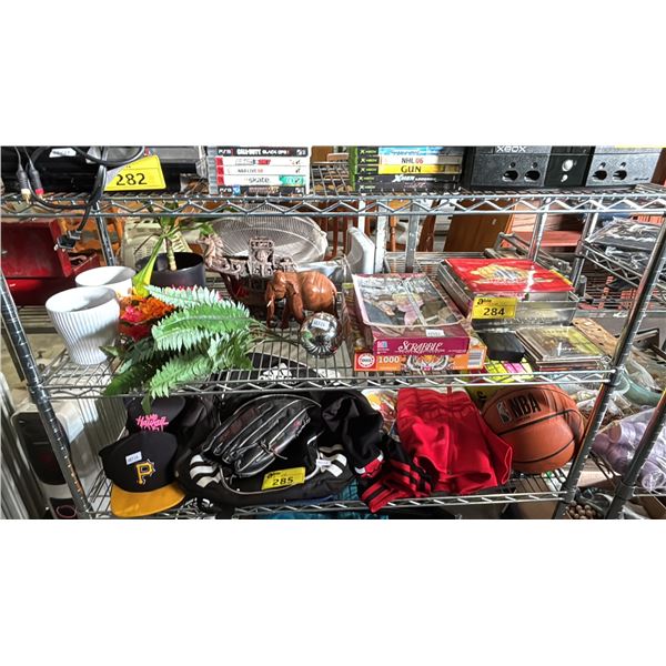 SCRABBLE, MONOPLY, OPENED 1000 PC PUZZLE, FAUX PLANTS, PLANT POTS, AQUARIUM SHIP DECOR & MORE