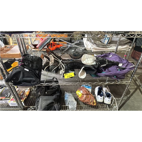 CCM TACKS ICE SKATES, BAUER ROLLERBLADES & 2 DUFFEL BAGS
