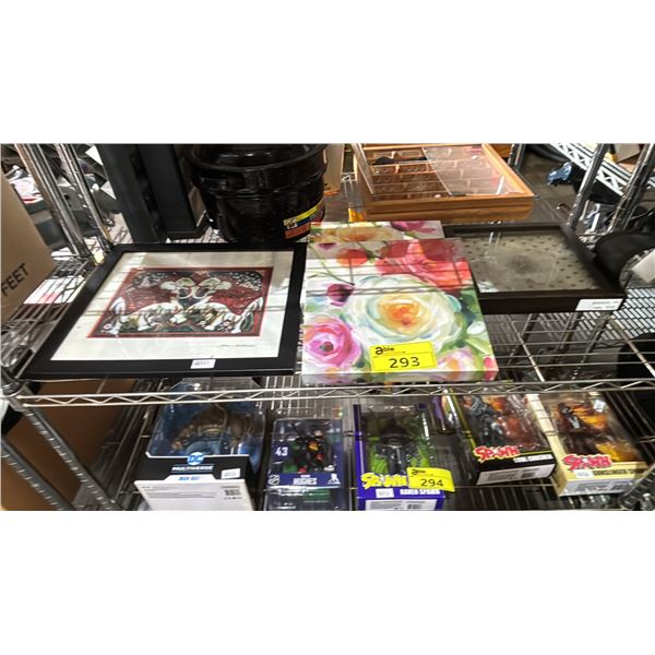 SHELF OF ASSORTED FRAMED & UNFRAMED ART