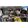 Image 1 : SHELF OF STANLEY T-HANDLE RATCHET POWER KEY SET, RYOBI CORDLESS CHAINSAW (NO BATTERY), B&D DRILL IN