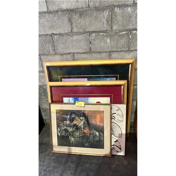 (4) ASSORTED FRAMED ART: PRINTS & ORIGINALS.