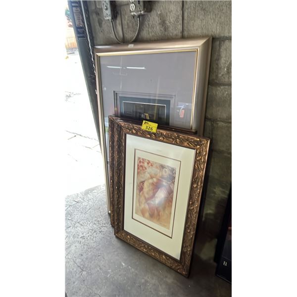 FRAMED & MATTED TEXTILE ART * (2) FRAMED PRINTS