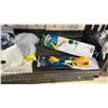 Image 4 : SHELF OF STAINLESS STEEL FLAT BOTTOM BOWLS, PICKLEBALL PADDLES & RV ELECTRICAL ADAPTERS