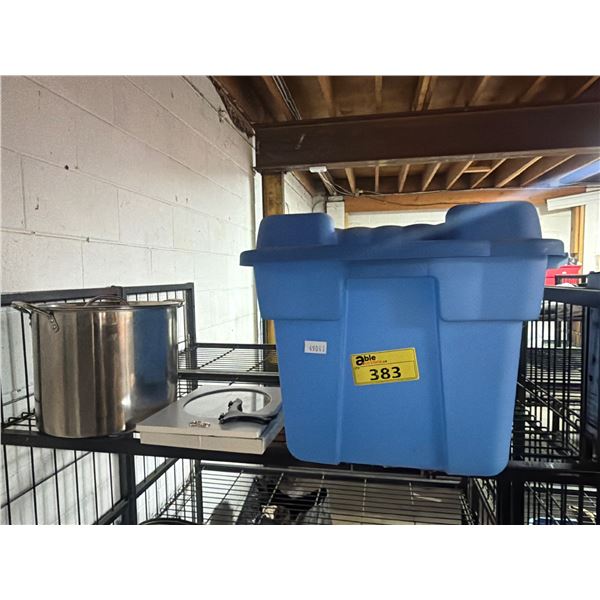 LARGE TOTE WITH LID, STAINLESS STEEL STOCK POT & WEDDING FRAME