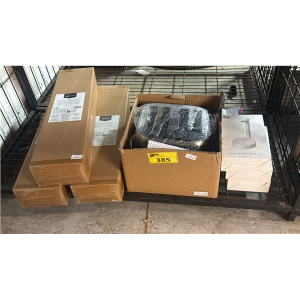 4-SLICE TOASTER, (3) SMART TABLE WATER DISPENSERS & (3) AMAZON BASICS WALL MOUNTED COAT RACKS