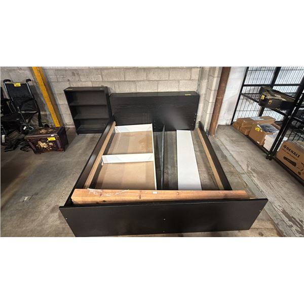 WOOD QUEEN SIZE BED FRAME WITH HEADBOARD & FOOTBOARD