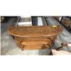Image 1 : VINTAGE WOOD 3-TIER HALF CIRCLE CONSOLE TABLE
