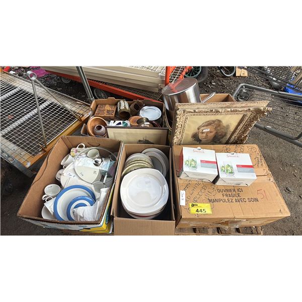 PALLET OF ASSORTED DISHWARE, WALL ART & COOKWARE *MUST TAKE ALL*